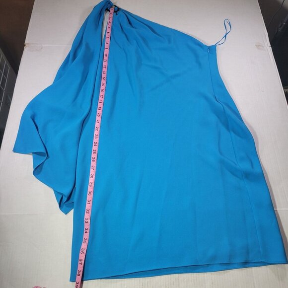 Lauren Ralph Lauren One-Shoulder Blue Dress Size 12 - Picture 5 of 10